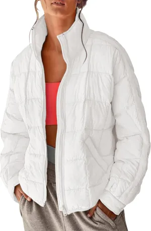 Xiaoxuemeng Womens Quilted Puffer Jacket Zip Up Lightweight Padded Coat Outwear