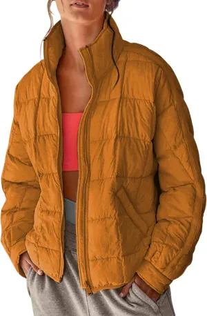 Xiaoxuemeng Womens Quilted Puffer Jacket Zip Up Lightweight Padded Coat Outwear