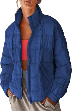 Xiaoxuemeng Womens Quilted Puffer Jacket Zip Up Lightweight Padded Coat Outwear
