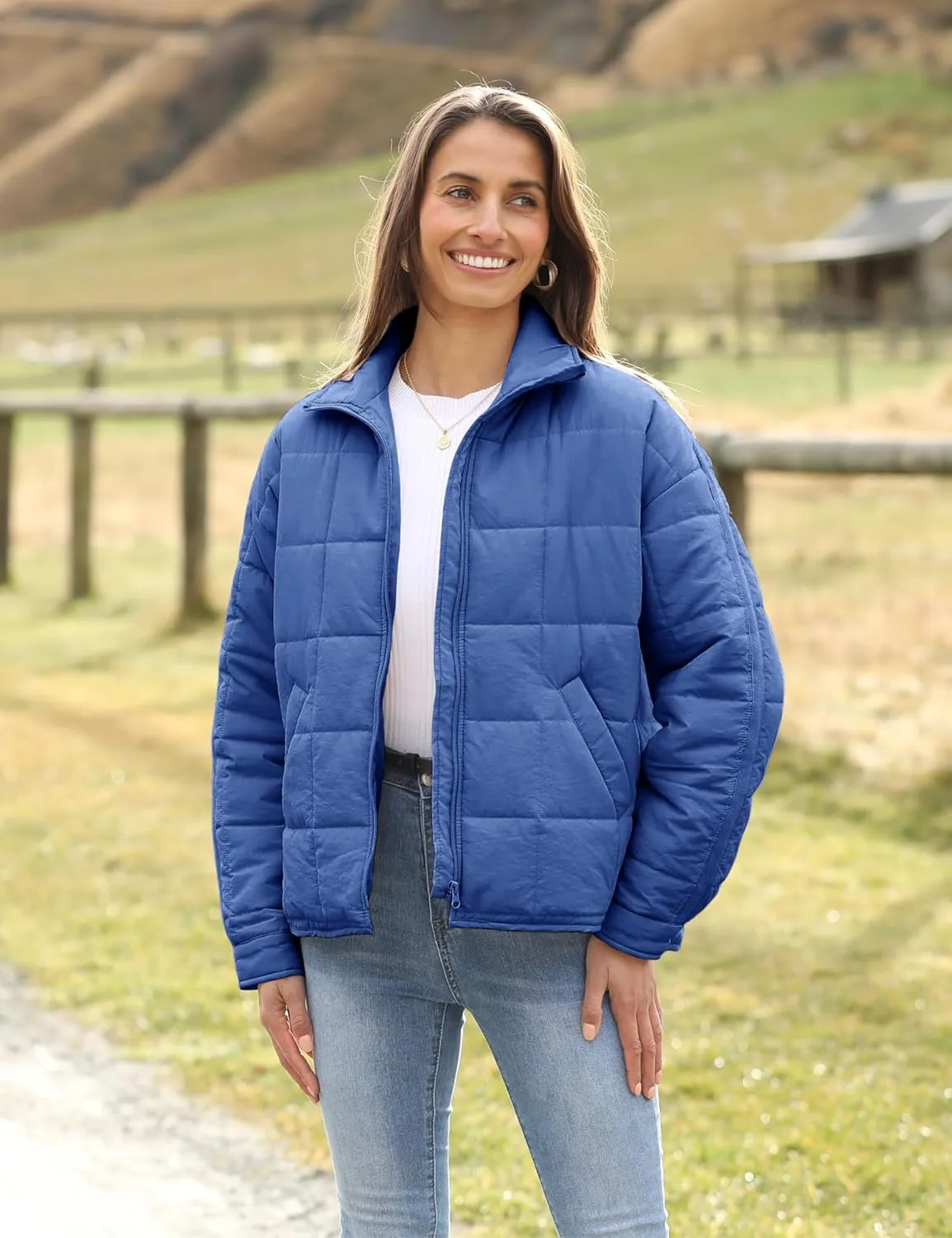 Xiaoxuemeng Womens Quilted Puffer Jacket Zip Up Lightweight Padded Coat Outwear