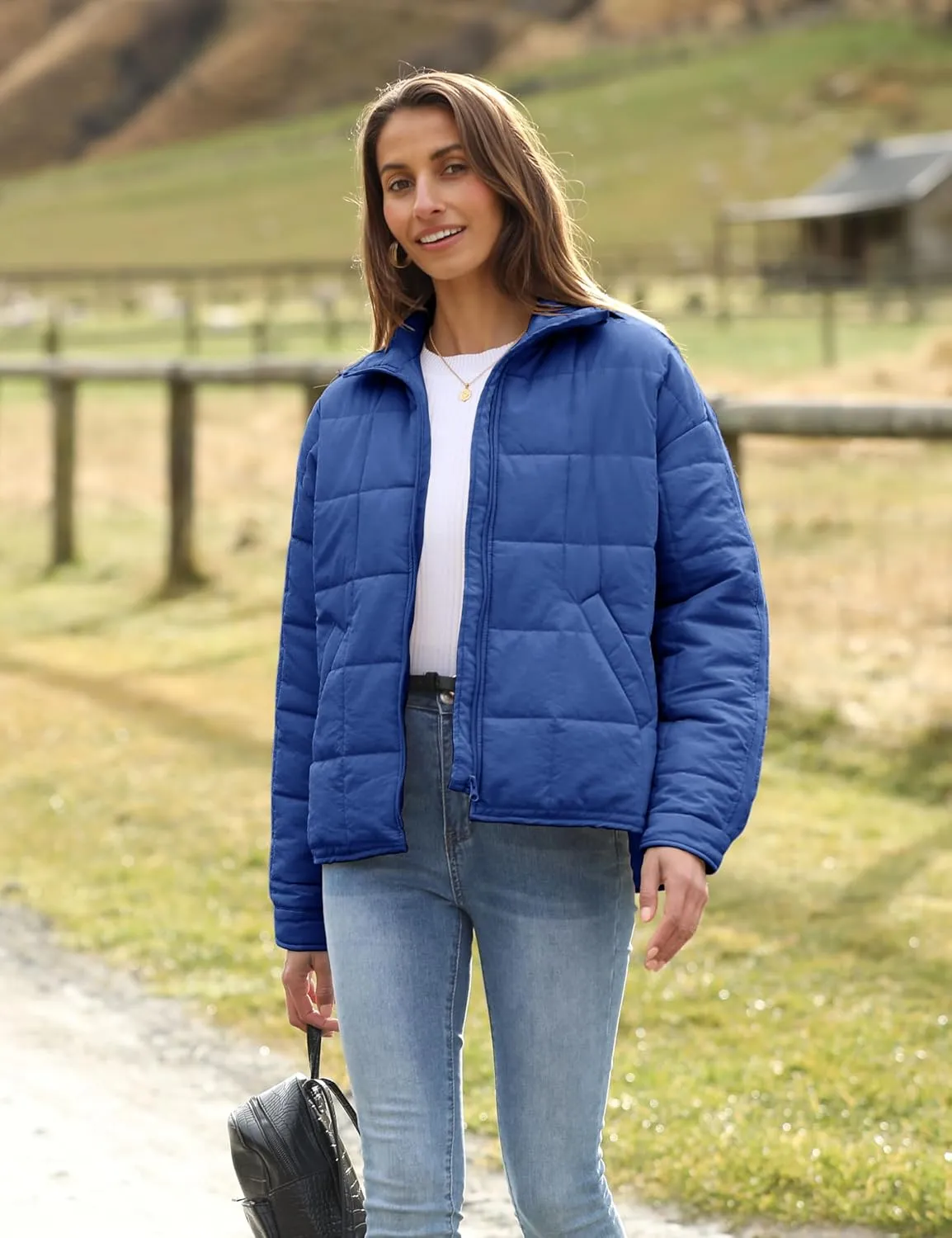 Xiaoxuemeng Womens Quilted Puffer Jacket Zip Up Lightweight Padded Coat Outwear