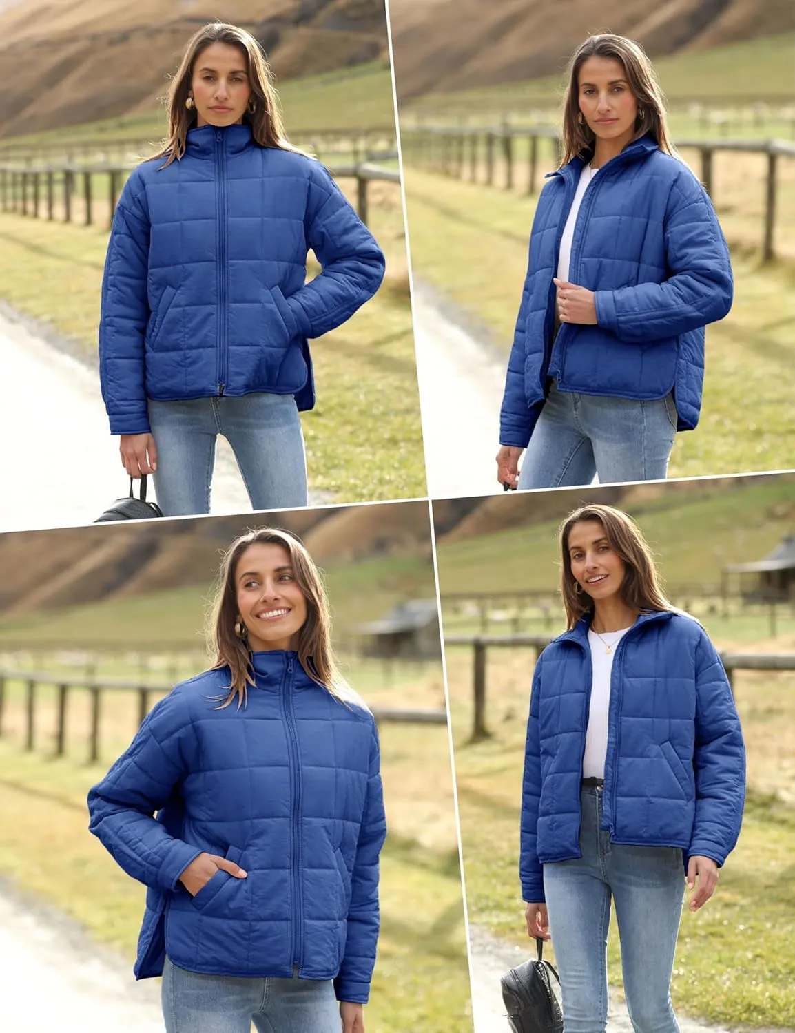 Xiaoxuemeng Womens Quilted Puffer Jacket Zip Up Lightweight Padded Coat Outwear