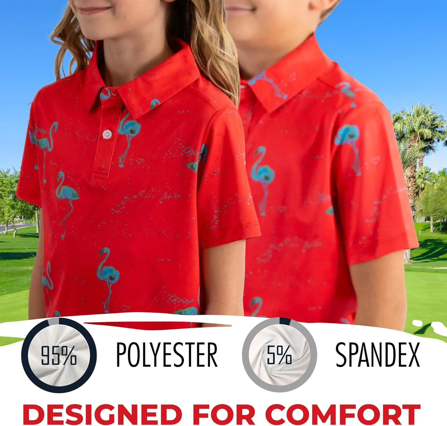 Yatta Youth Polo Just Beachy Golf Polo - Unisex Small Athletic Fit, Wrinkle Resistant, Moisture Wicking, 4-Way Stretch