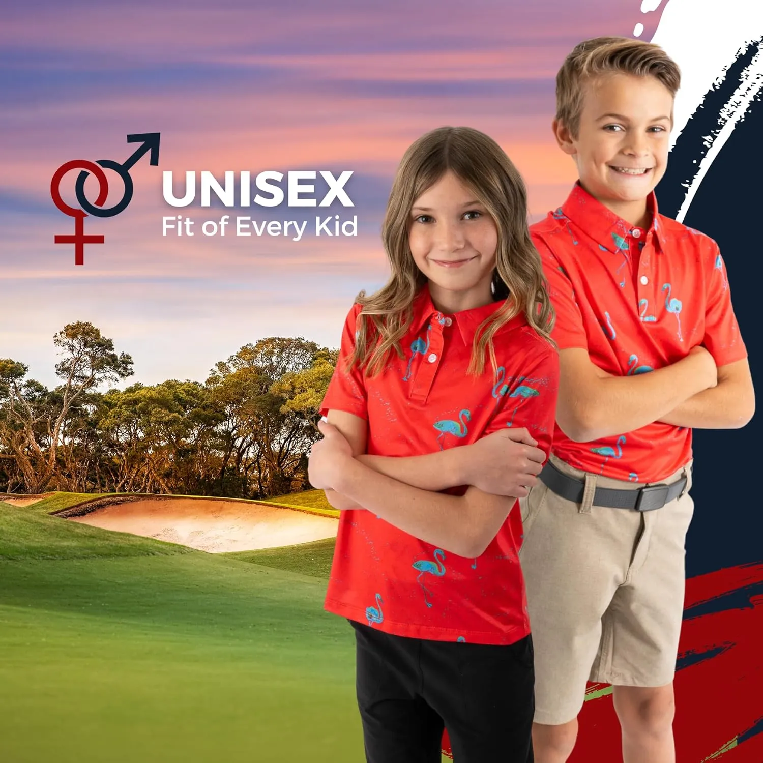 Yatta Youth Polo Just Beachy Golf Polo - Unisex Small Athletic Fit, Wrinkle Resistant, Moisture Wicking, 4-Way Stretch