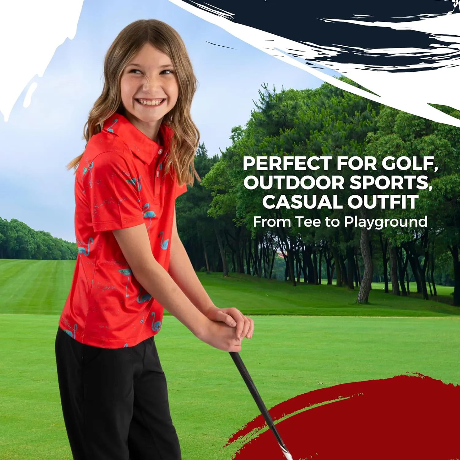 Yatta Youth Polo Just Beachy Golf Polo - Unisex Small Athletic Fit, Wrinkle Resistant, Moisture Wicking, 4-Way Stretch