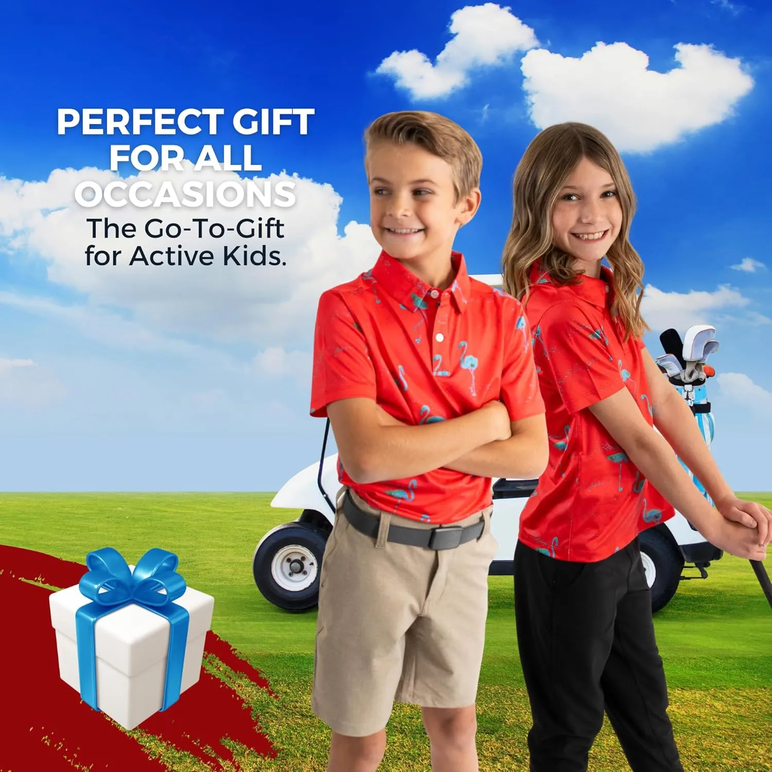 Yatta Youth Polo Just Beachy Golf Polo - Unisex Small Athletic Fit, Wrinkle Resistant, Moisture Wicking, 4-Way Stretch