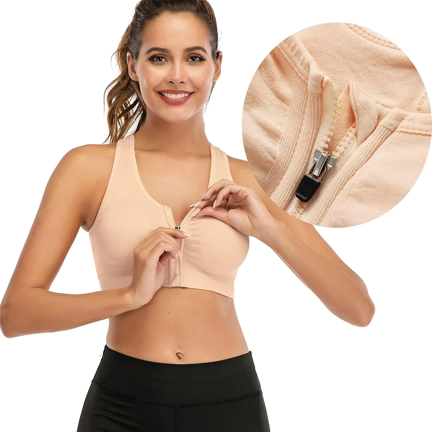 YEYELE Medium Support and Removable Pad Tank Top Racerback Post Surgery Sports Bras for Women