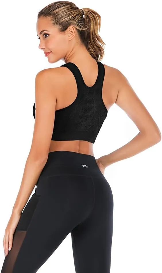 YEYELE Medium Support and Removable Pad Tank Top Racerback Post Surgery Sports Bras for Women