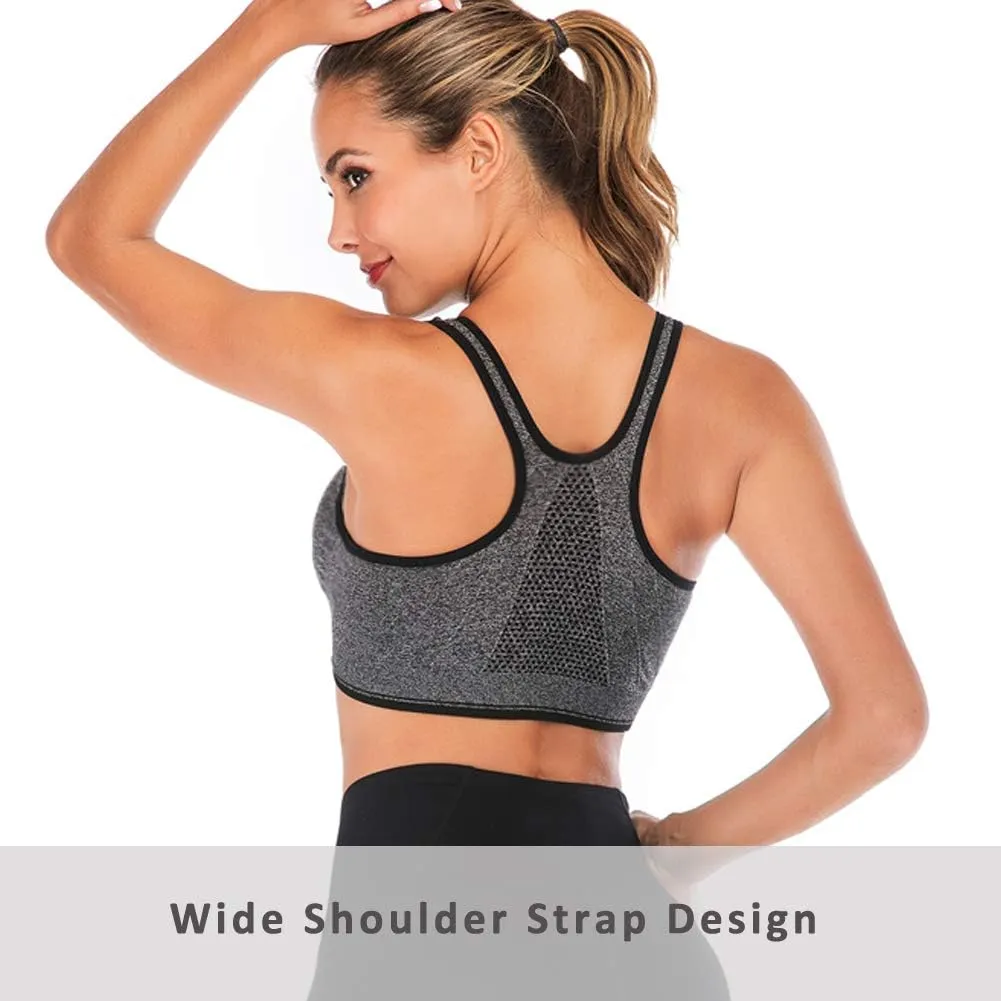 YEYELE Medium Support and Removable Pad Tank Top Racerback Post Surgery Sports Bras for Women
