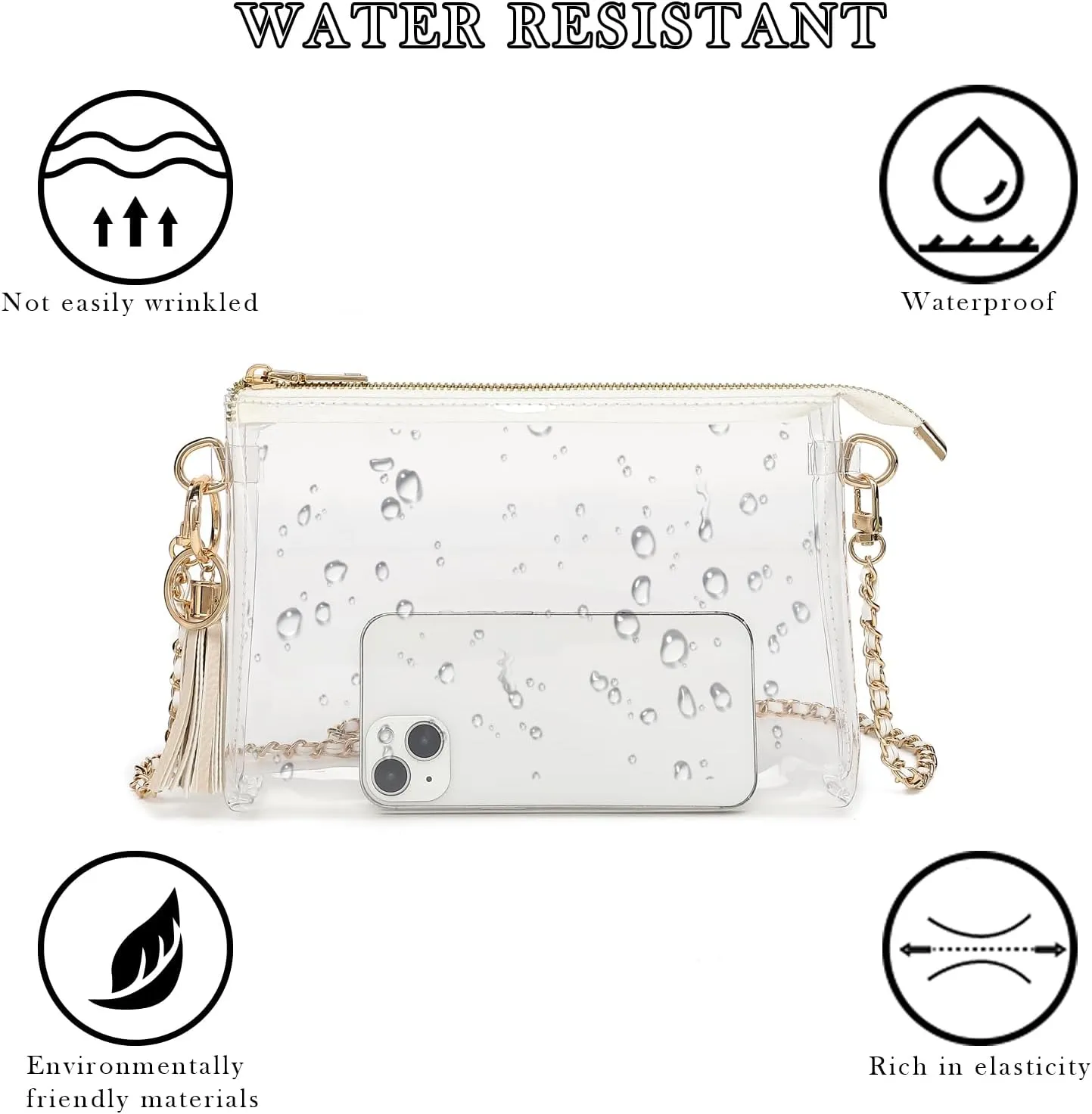 YGR Womens Clear Bag for Stadium Events Small Crossbody Purse for Concert, Party Sports Events Stadium Approved