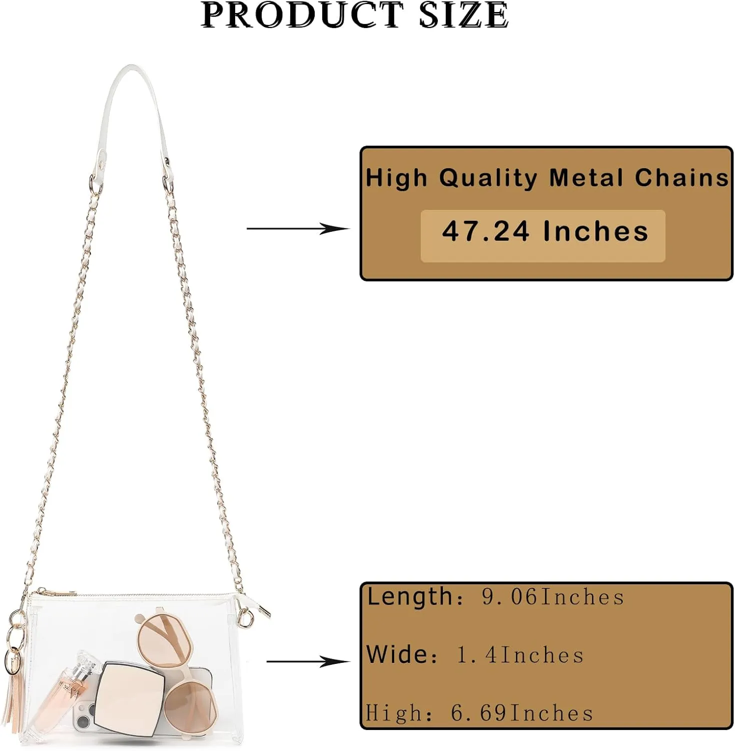 YGR Womens Clear Bag for Stadium Events Small Crossbody Purse for Concert, Party Sports Events Stadium Approved