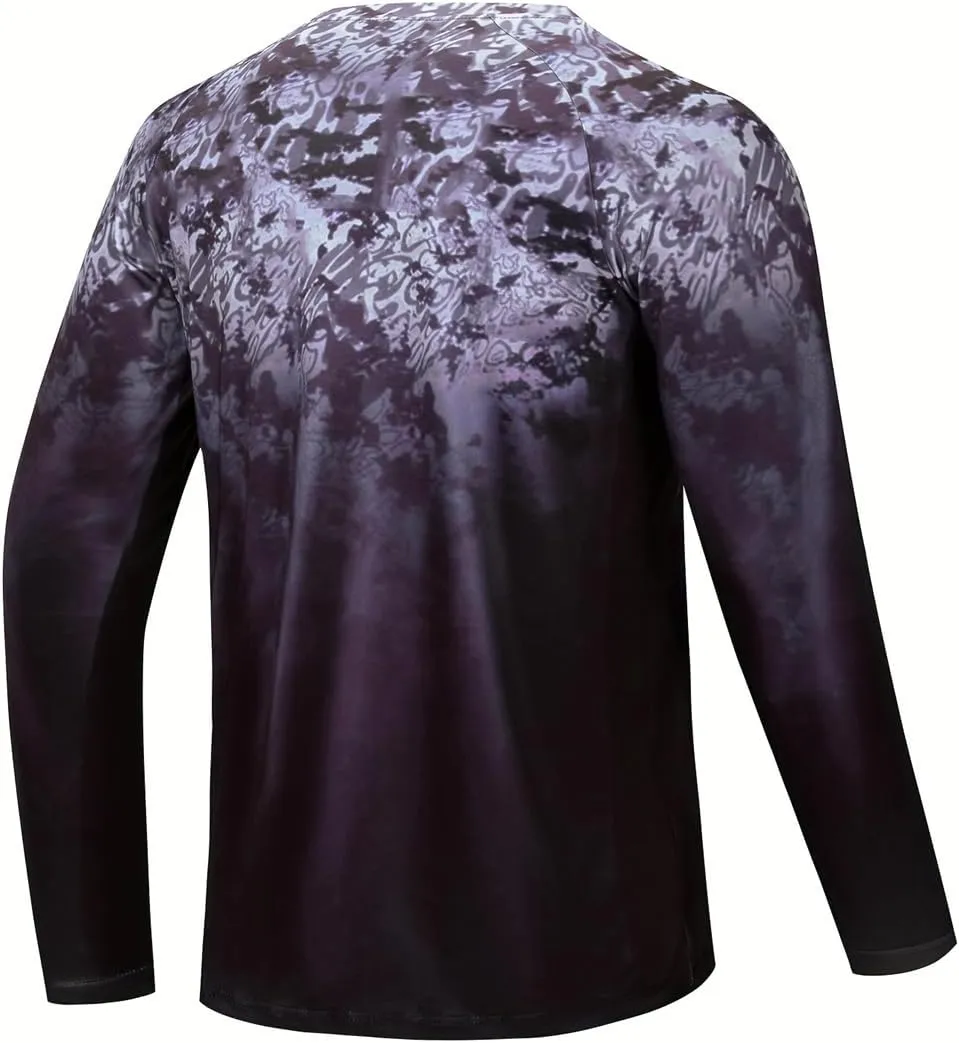 YIBIMOTTO Summer Fishing Shirts Long Sleeve Running Hiking Shirt Quick Dry Sun Protection Tops for Men Lightweight