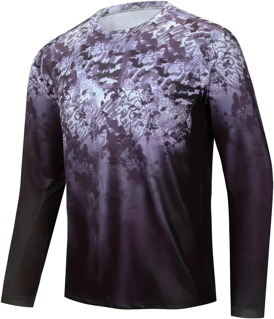 YIBIMOTTO Summer Fishing Shirts Long Sleeve Running Hiking Shirt Quick Dry Sun Protection Tops for Men Lightweight