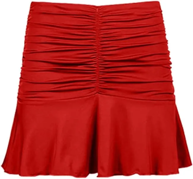 YMDUCH Women's A-Line Ruched Ruffle Beachwear Athletic Skorts Mini Skirts